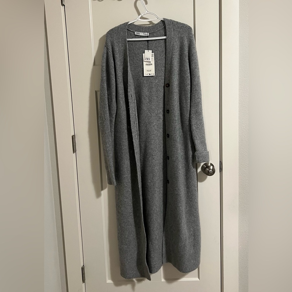 Zara Gray Duster Cardigan Sweater